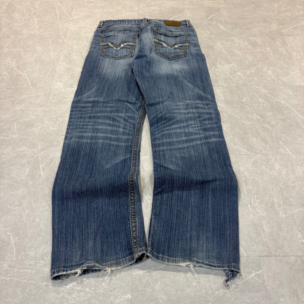BKE Tyler Straight Mens Jeans Blue Distressed Denim 34R 4684